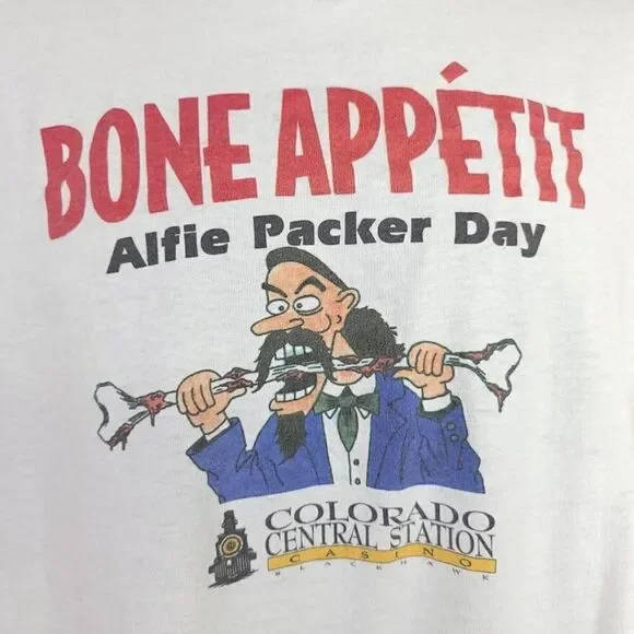 Alferd Packer T Shirt Vintage 90s Colorado Cannibal Bone Appetit Alfie Medium